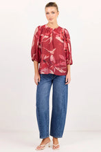 Load image into Gallery viewer, Sincere Large Red Peony Shirred Back SS Top - Large Red Peony
