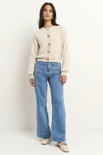 Load image into Gallery viewer, Solar Oat Cotton Fine Knit Crew Cardigan