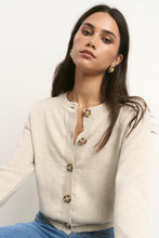 Load image into Gallery viewer, Solar Oat Cotton Fine Knit Crew Cardigan