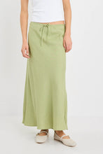 Load image into Gallery viewer, Summit Moss Linen Tie Waist Bias Maxi Skirt