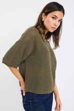Load image into Gallery viewer, Sunrise Khaki Crochet Knit Tee