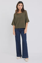 Load image into Gallery viewer, Sunrise Khaki Crochet Knit Tee