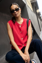 Load image into Gallery viewer, Trait Cherry Crewneck Knitted Vest Top Cherry
