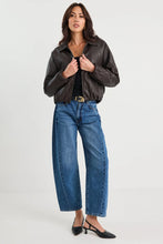 Load image into Gallery viewer, Troupe Chocolate PU Leather Zip Through Bubble Hem