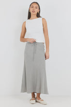 Load image into Gallery viewer, Summit Khaki Mini Gingham Tie Waist Bias Maxi Skirt