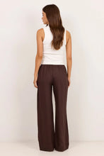 Load image into Gallery viewer, Wellness Dark Chocolate Linen Pull On Wide Leg Pants