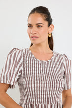 Load image into Gallery viewer, Wren  Chocolate Stripe Shirred Bodice Dress