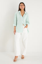 Load image into Gallery viewer, You Got This Green Wide Stripe Oversized Boyfriend Shirt