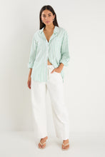 Load image into Gallery viewer, You Got This Green Wide Stripe Oversized Boyfriend Shirt