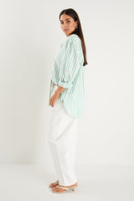 Load image into Gallery viewer, You Got This Green Wide Stripe Oversized Boyfriend Shirt