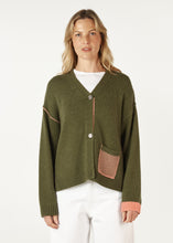 Load image into Gallery viewer, Birdseye Pocket Cardi Olive