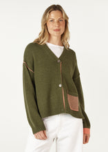Load image into Gallery viewer, Birdseye Pocket Cardi Olive
