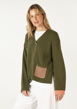 Load image into Gallery viewer, Birdseye Pocket Cardi Olive