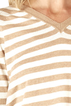 Load image into Gallery viewer, Essential V Neck Stripe Oat