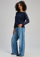 Load image into Gallery viewer, Threaded Sleeve Jumper Dark Denim