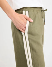 Load image into Gallery viewer, Vibe Khaki Linen Blend Stipe Wide Leg Pant