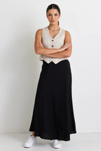 Load image into Gallery viewer, Lagos Linen floaty Bias Cut Maxi Skirt Black