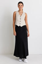 Load image into Gallery viewer, Lagos Linen floaty Bias Cut Maxi Skirt Black