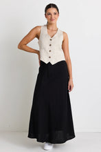 Load image into Gallery viewer, Lagos Linen floaty Bias Cut Maxi Skirt Black