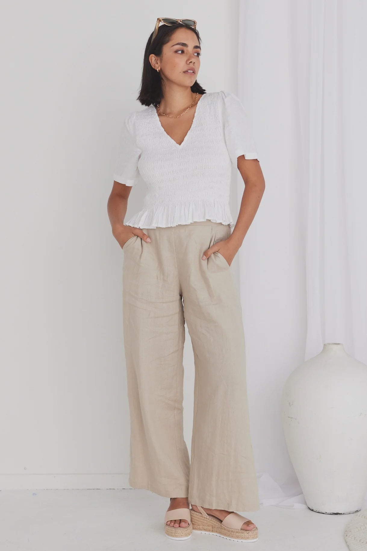 Guardian Linen Pant Stone – Brave and Be