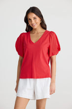 Load image into Gallery viewer, Abigail V Neck Tee Red
