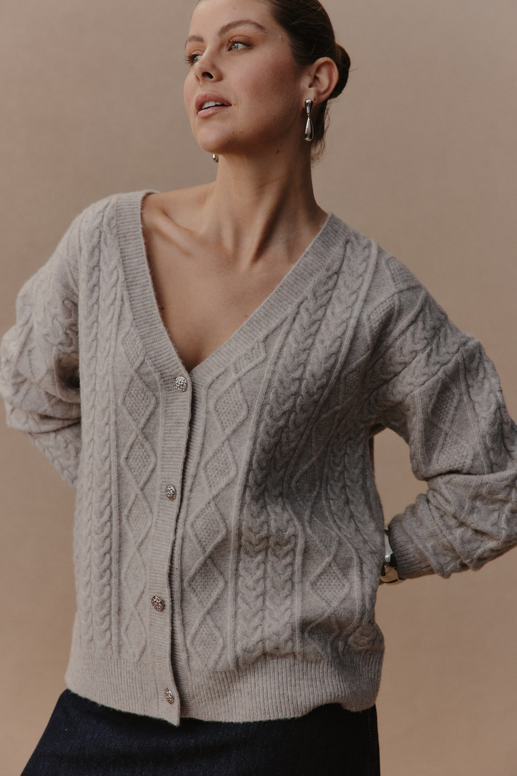 Merano Crop Cardigan Flax