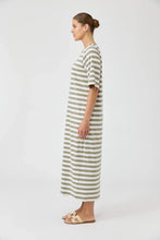 Load image into Gallery viewer, Studio Stripe Tee Shirt Dress Olive
