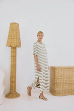 Load image into Gallery viewer, Studio Stripe Tee Shirt Dress Olive
