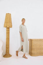 Load image into Gallery viewer, Studio Stripe Tee Shirt Dress Olive
