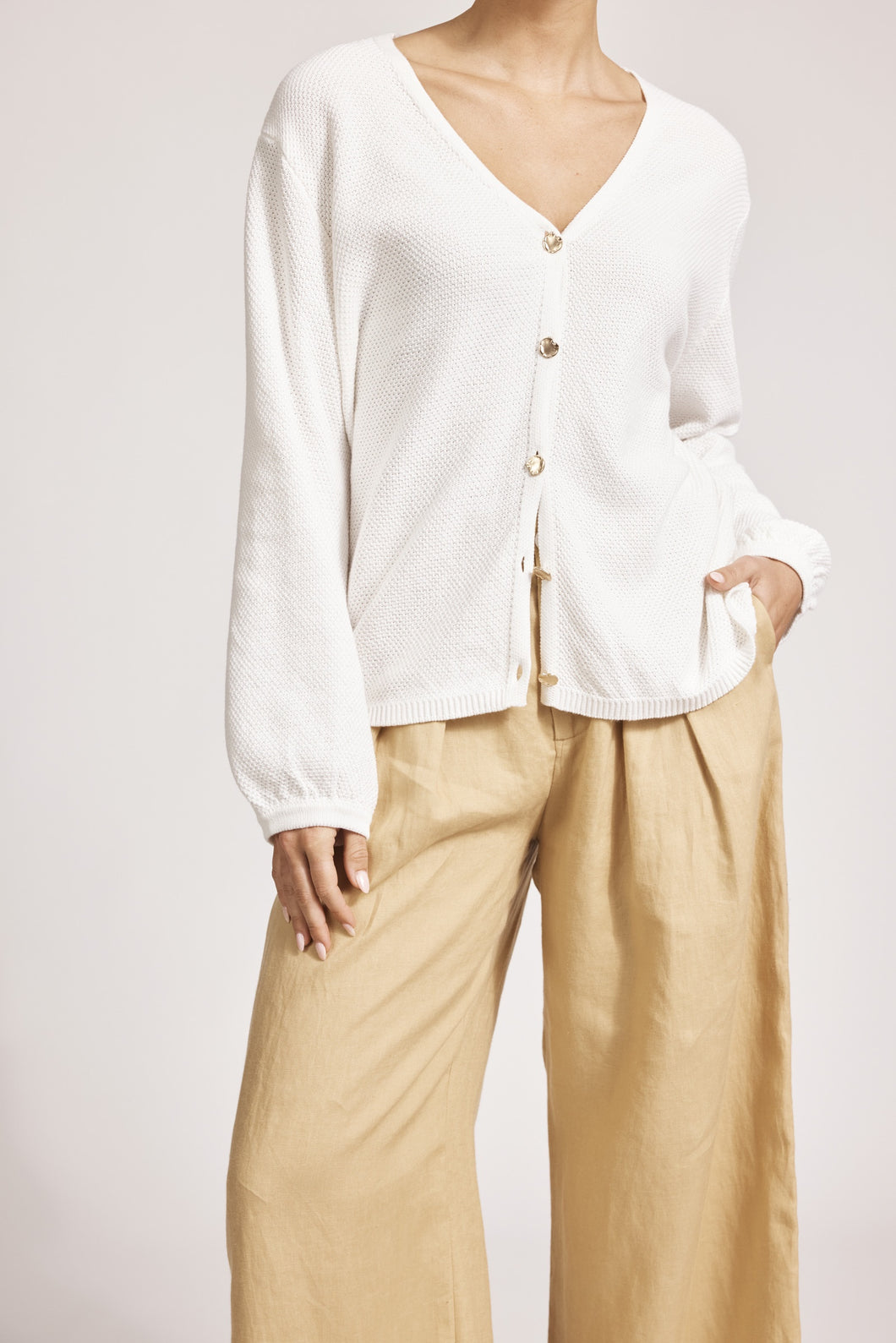 Artemis Knit Cardigan White