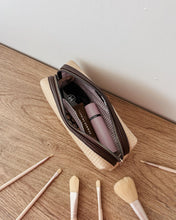 Load image into Gallery viewer, Brianna Makeup Bag Natural/Chocolate
