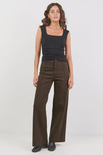 Load image into Gallery viewer, Tune Chocolate stretch Pintuck Front Wide Leg Jean Pants
