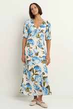 Load image into Gallery viewer, Amora Blue Vintage Floral SS Bias Midi Dress

