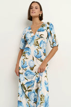 Load image into Gallery viewer, Amora Blue Vintage Floral SS Bias Midi Dress
