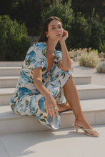 Load image into Gallery viewer, Amora Blue Vintage Floral SS Bias Midi Dress
