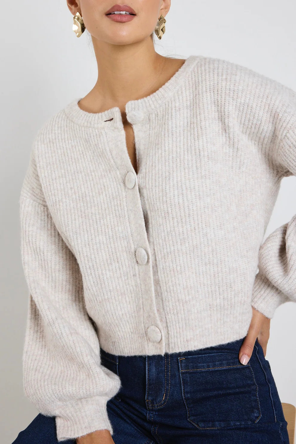Authentic Oat Marl Chunky Cardi
