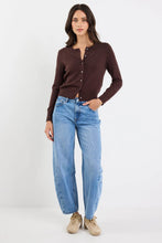Load image into Gallery viewer, Autograph Chocolate  Soft Fine Gauge Crewneck Cardi
