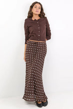 Load image into Gallery viewer, Rally Chocolate Polka Dot Beorgette Tie Waist Bias Maxi Skirt

