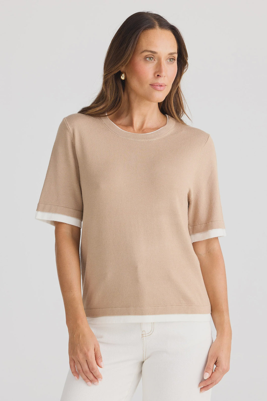 Billie Knit Pebble with Off White