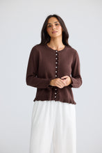 Load image into Gallery viewer, Lorrie Frill Cardigan Chocolate
