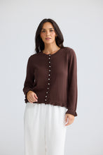 Load image into Gallery viewer, Lorrie Frill Cardigan Chocolate
