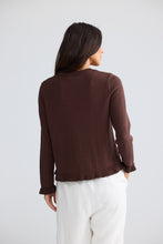 Load image into Gallery viewer, Lorrie Frill Cardigan Chocolate
