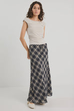 Load image into Gallery viewer, Rally Black Check Chiffon Tie Waist Bias Maxi Skirt
