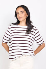 Load image into Gallery viewer, Binding Chocolate White Stripe Boxy Tee
