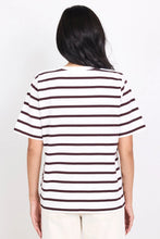 Load image into Gallery viewer, Binding Chocolate White Stripe Boxy Tee
