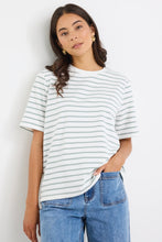 Load image into Gallery viewer, Binding Khaki White Stripe Boxy Tee
