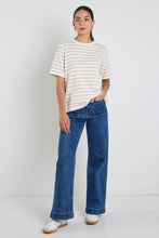 Load image into Gallery viewer, Binding White Natural Stripe Boxy Fit Tee / White Natural Stripe / 10
