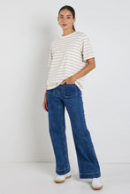 Load image into Gallery viewer, Binding White Natural Stripe Boxy Fit Tee / White Natural Stripe / 10
