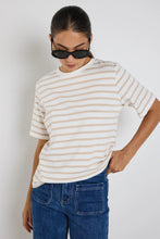 Load image into Gallery viewer, Binding White Natural Stripe Boxy Fit Tee / White Natural Stripe / 10

