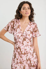 Load image into Gallery viewer, Chariot Blush Chocolate Floral Bias Flared Mai Dress
